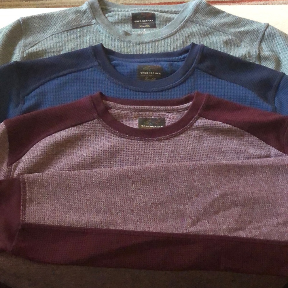 Three Greg Norman moisture wicking pull overs